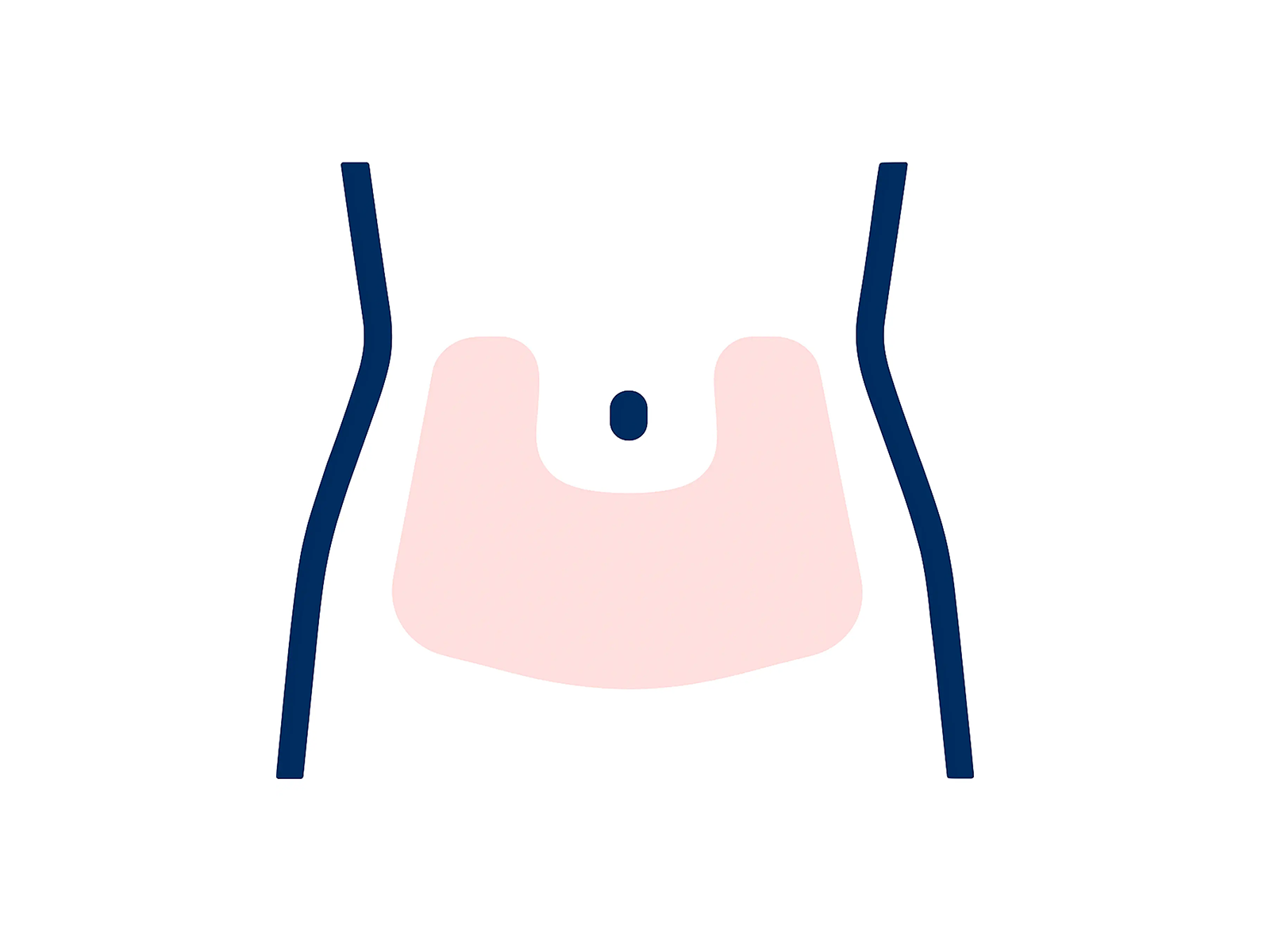 Outline of tummy area showing tummy button and pink area underneath where injection should be given.